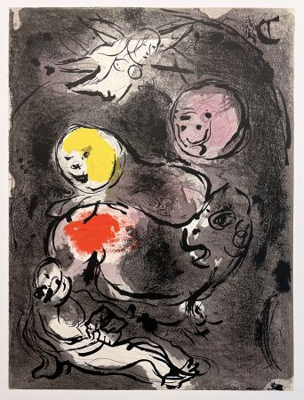 Lithograph Chagall - LE PROPHÈTE DANIEL AVEC LES LIONS. Lithographie originale pour 