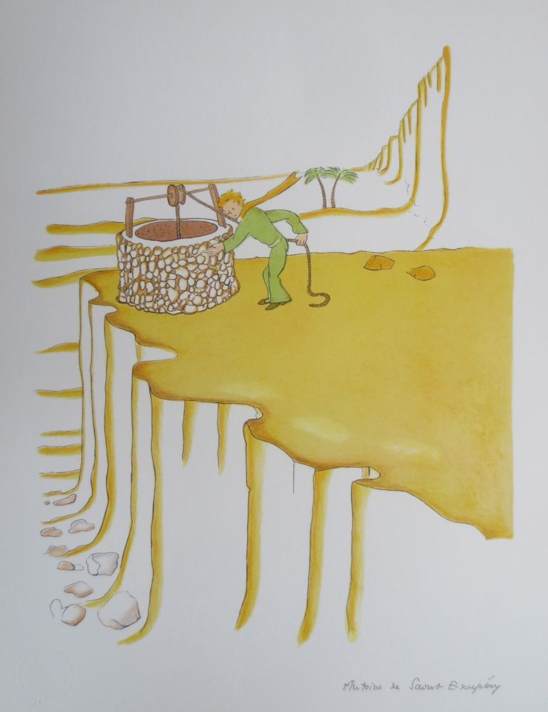 Lithograph Saint-Exupéry - Le puits dans le désert