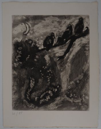 Etching Chagall - Le renard en chasse (Le renard et les poulets d'Inde) 