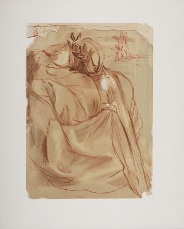 Woodcut Dali - Le Repentir de Dante, 1963