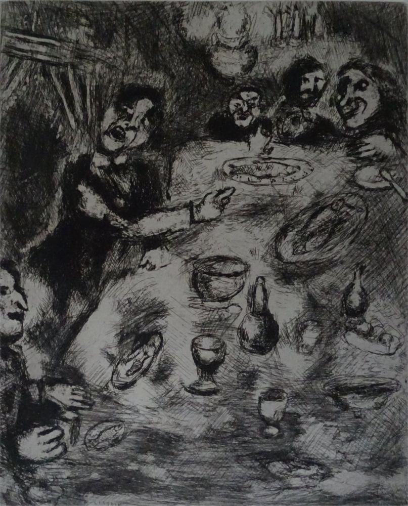 Engraving Chagall - Le Rieur et les Poissons
