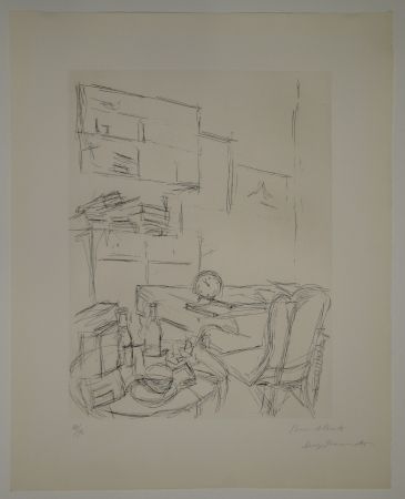 Engraving Giacometti - Le Réveil dans la chambre rue Hippolyte Maindron / Le Réveille-matin (The Alarm Clock). 
