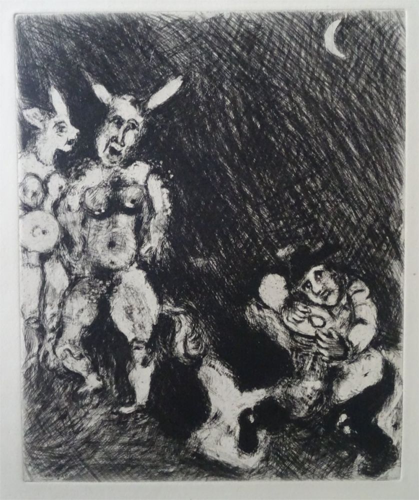 Engraving Chagall - Le Satyr et le passant