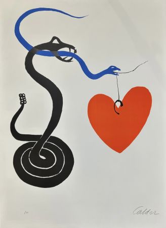 Lithograph Calder - Le serpent au cœur