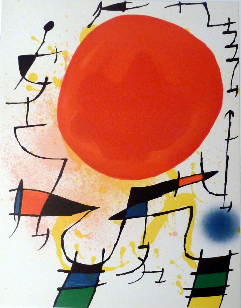 Lithograph Miró - Le Soleil Rouge