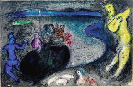 Lithograph Chagall - LE SONGE DU CAPITAINE BRYIAXIS (de la suite Daphnis & Chloé - 1961)