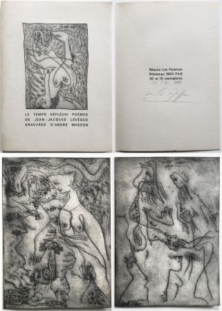Illustrated Book Masson - LE TEMPS RÉFLÉCHI. Poèmes de J.J Lévèque. 3 pointes-sèches sur celluloïd (PAB 1964).