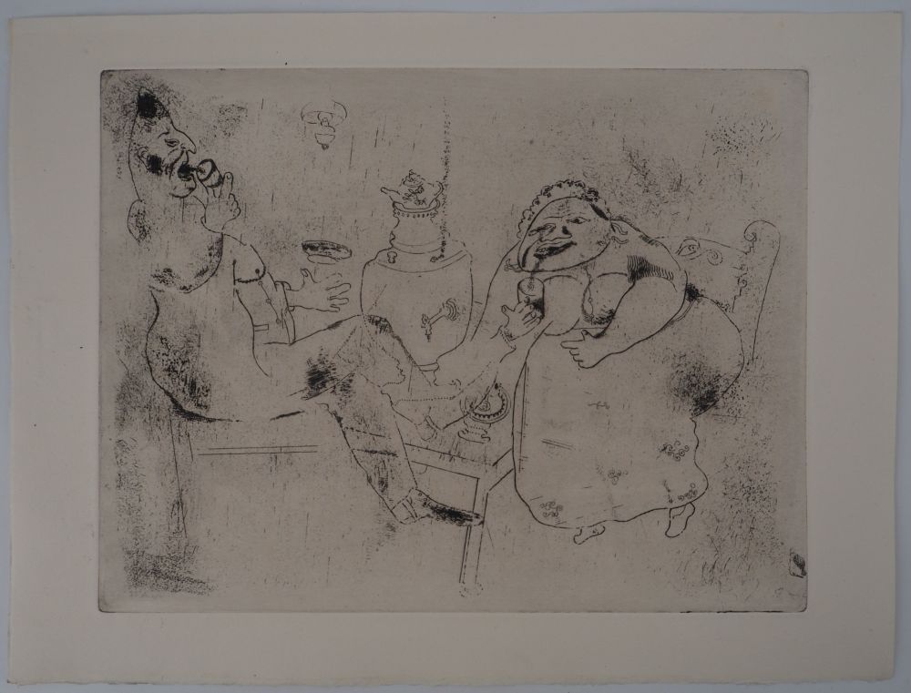 Etching Chagall - Le thé du matin