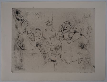 Etching Chagall - Le thé du matin