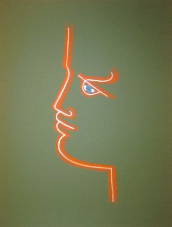 Lithograph Cocteau - Le trait de feu (Green)