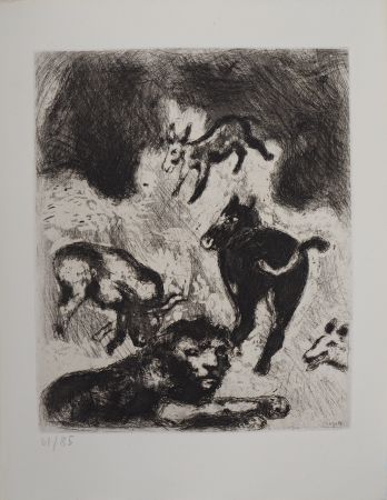Etching Chagall - Le vieux lion
