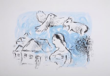 Lithograph Chagall - Le Village, 1977