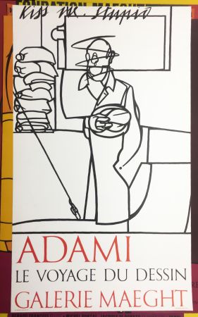 Lithograph Adami - LE VOYAGE DU DESSIN. Adami 1975 (affiche originale).