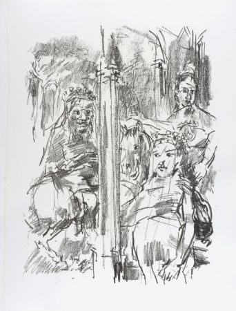 Lithograph Kokoschka - Lear, Regan, Goneril, 1963