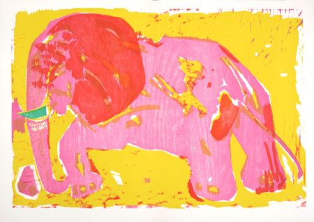 Woodcut Lorjou - L'Elephant, 1965