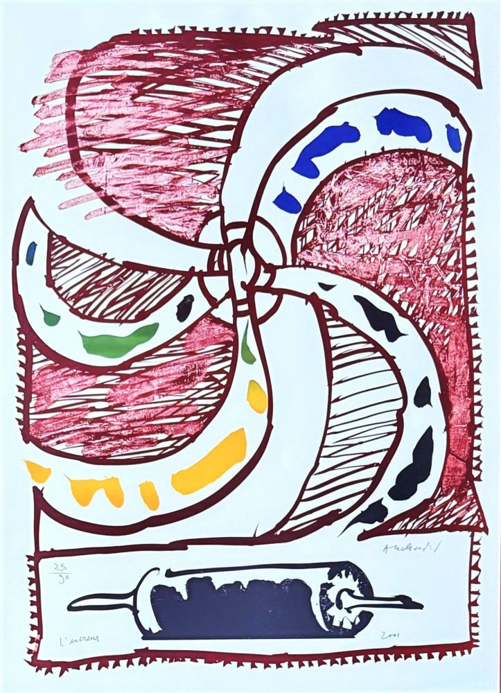 Lithograph Alechinsky - L'encreur