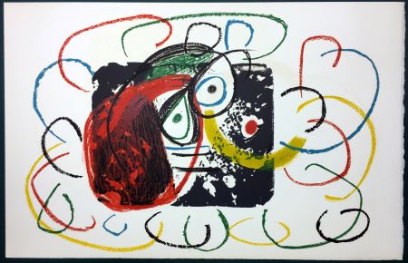 Lithograph Miró - L'Enfance d' Ubu. La 21ème et dernière lithographie du cycle d'Ubu par Miro. 1975