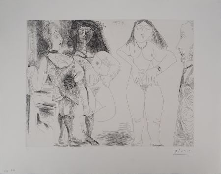 Etching Picasso - Les 156, planche 126 : Degas chez les filles, la note