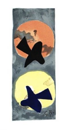 Lithograph Braque - Les 2 oiseaux
