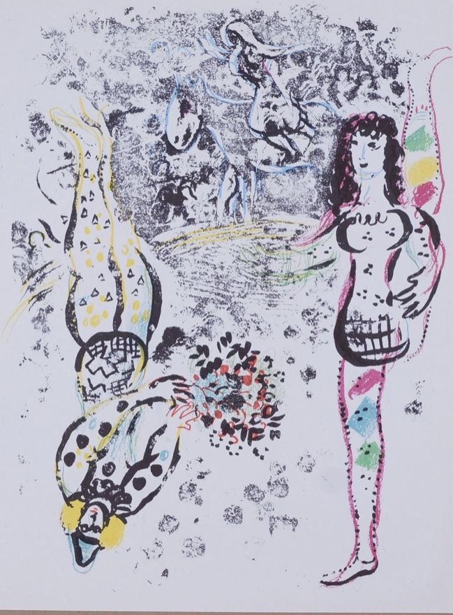 Lithograph Chagall - Les acrobates 