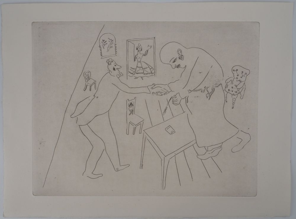 Etching Chagall - Les adieux de Tchitchikov à Manilov