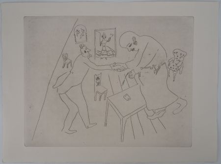 Etching Chagall - Les adieux de Tchitchikov à Manilov