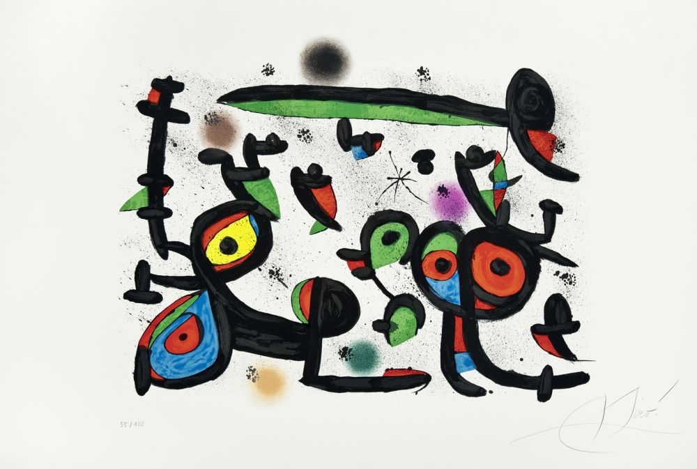 Lithograph Miró -  Les Amoureux et Luna Park I