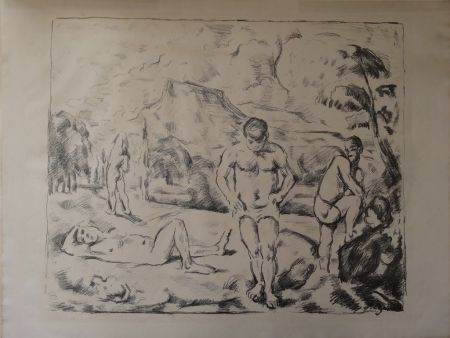 Lithograph Cezanne - Les Baigneurs / The Bathers (Large plate)