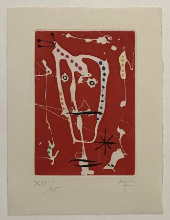 Etching And Aquatint Miró - Les Brisants (Red)