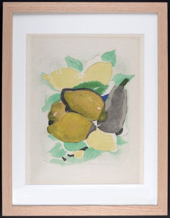 Lithograph Braque - Les Citrons, 1963 - Framed