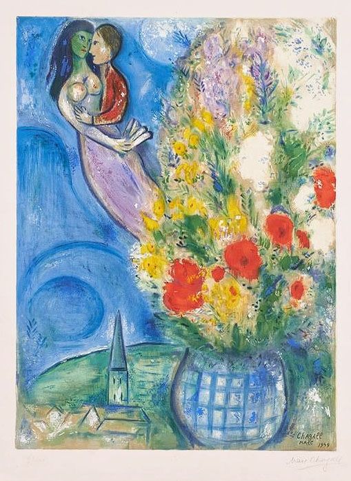 Lithograph Chagall - Les Coquelicots (Red Poppies)