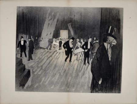 Lithograph Goursat - Les coulisses de l'opéra, 1901