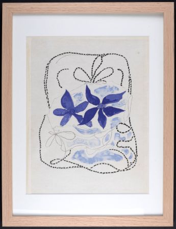 Lithograph Braque - Les Deux iris, 1963 - Framed