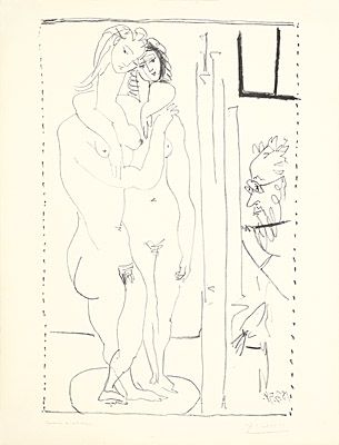 Lithograph Picasso - Les deux modèles nus