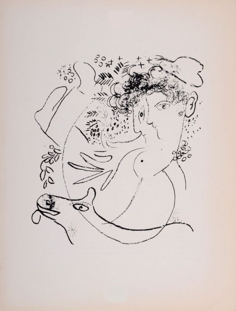 Lithograph Chagall - Les deux profils, 1957