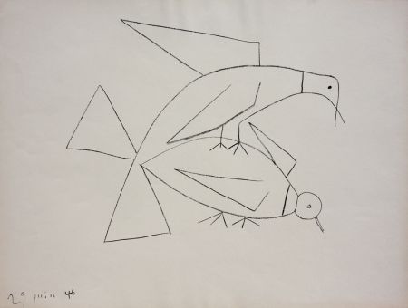 Lithograph Picasso - Les Deux Tourterelles II (B. 406) 
