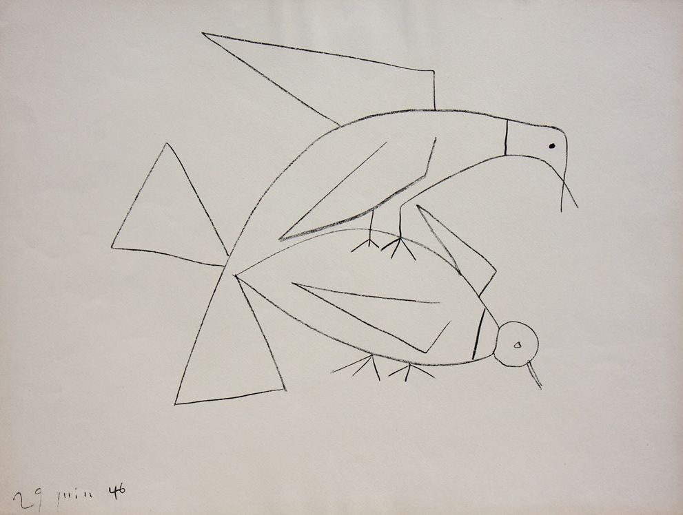 Lithograph Picasso - Les Deux Tourterelles II (B. 406) Two Turtle-doves