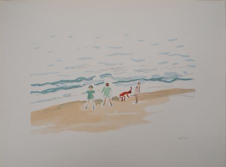 Lithograph Marquet - Les enfants sur la plage 
