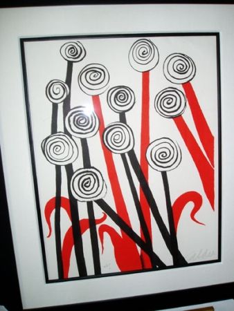 Lithograph Calder - Les Fleurs