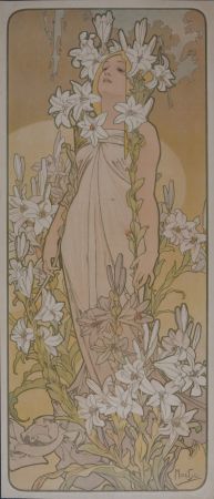 Lithograph Mucha - Les Fleurs Iris