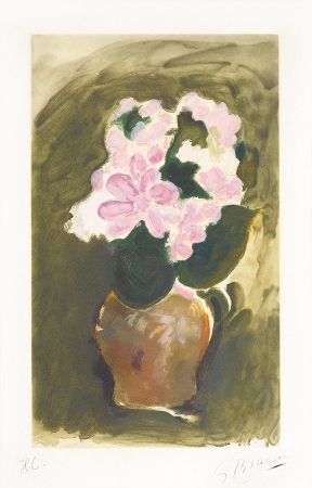 Etching And Aquatint Braque - Les Fleurs Violets (Purple Flowers), c. 1960