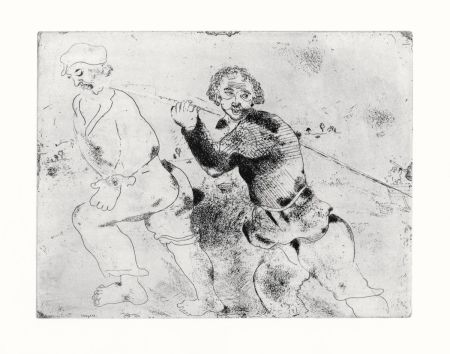 Engraving Chagall - Les Haleurs