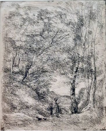 Etching Corot - Les jardins d'Horace