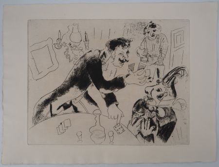 Etching Chagall - Les joueurs de cartes (Les cartes à jouer)