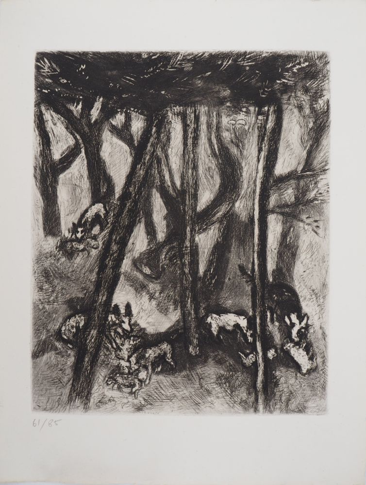 Etching Chagall - Les loups et les brebis