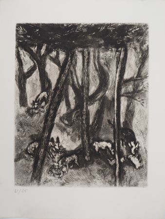 Etching Chagall - Les loups et les brebis