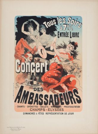 Lithograph Cheret - Les Maîtres de l'Affiche : Concert des Ambassadeurs, 1891