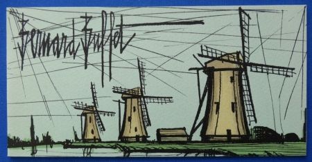 Lithograph Buffet - Les moulins
