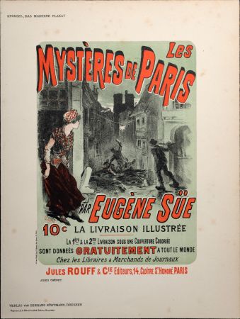Lithograph Cheret - Les Mystères de Paris, 1897