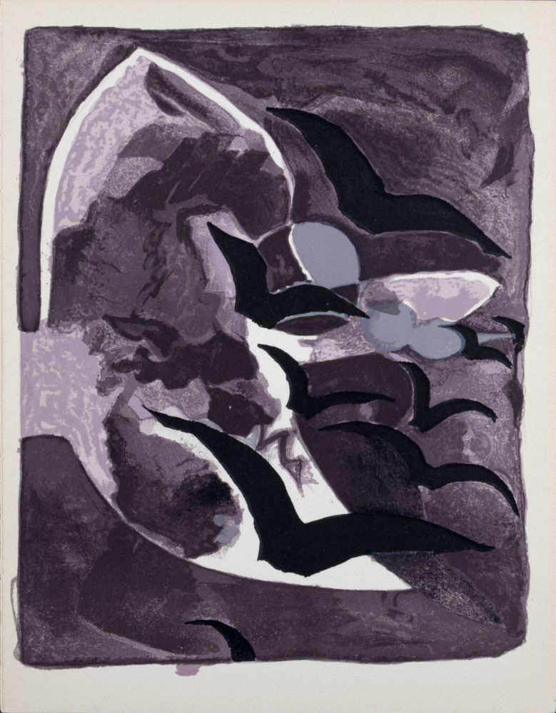 Lithograph Braque - Les Oiseaux de nuit, 1964.